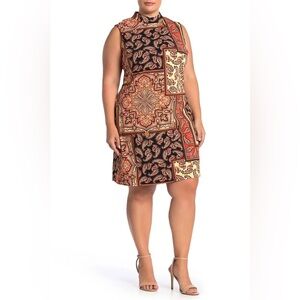 Sharagano Paisley Boho Chic Sheath Dress Mock Neck Dress. New with tags.Size 22W
